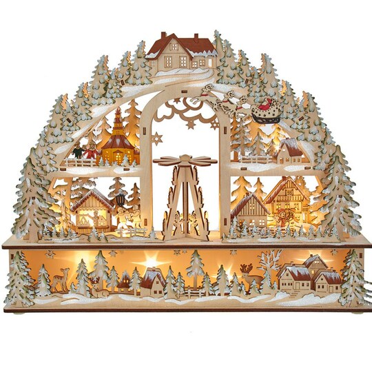 KSA 13.75" Battery Operated Lighted Christmas Village with Santa Tabletop Decoration
